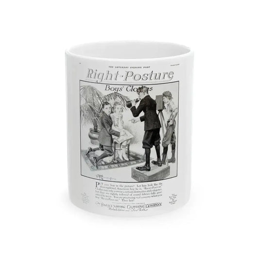 Boys' Clothes ad, The Saturday Evening Post, October 16, 1920 - White Coffee Mug 11oz - Go Mug Yourself