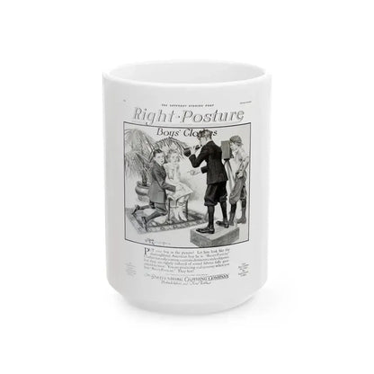 Boys' Clothes ad, The Saturday Evening Post, October 16, 1920 - White Coffee Mug 15oz - Go Mug Yourself