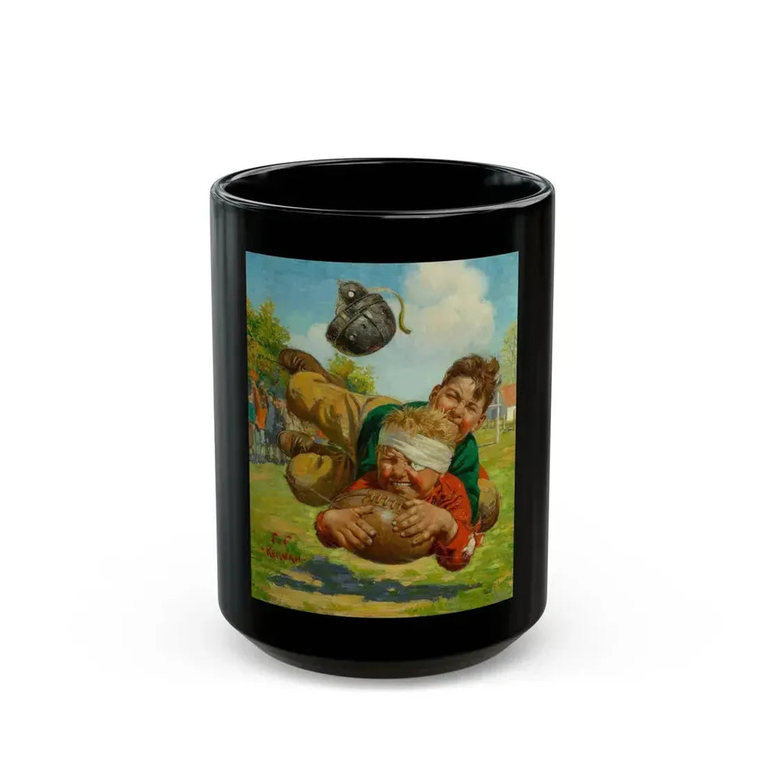 Boys Football Tackle - Black Coffee Mug 15oz - Go Mug Yourself