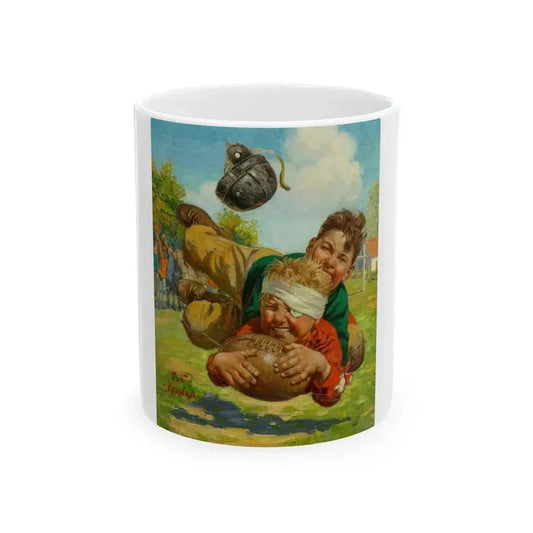 Boys Football Tackle - White Coffee Mug 11oz - Go Mug Yourself
