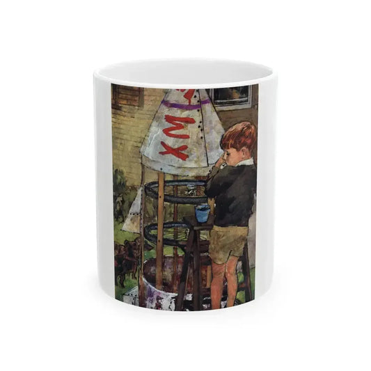Boys Grow Up Scratched, Redbook, January 1961 - White Coffee Mug 11oz - Go Mug Yourself