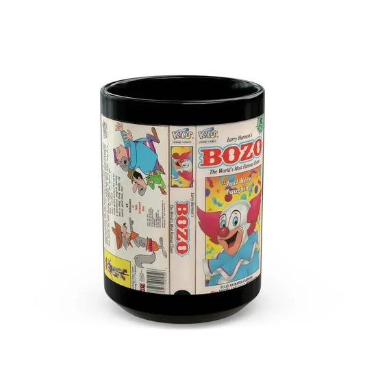 BOZO THE CLOWN ANIMATED CARTOONS JUST KEEP LAUGHING (VHS COVER) - Black Coffee Mug 15oz - Go Mug Yourself