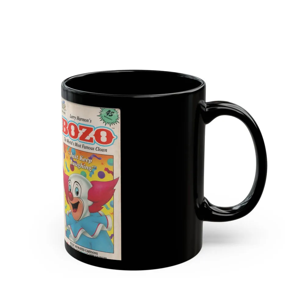 BOZO THE CLOWN ANIMATED CARTOONS JUST KEEP LAUGHING (VHS COVER) - Black Coffee Mug-Go Mug Yourself