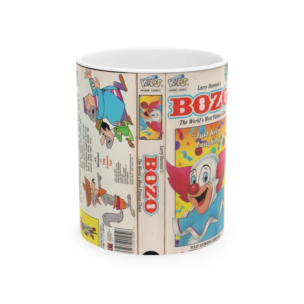 BOZO THE CLOWN ANIMATED CARTOONS JUST KEEP LAUGHING (VHS COVER) - White Coffee Mug-11oz-Go Mug Yourself