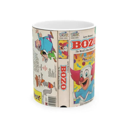 BOZO THE CLOWN ANIMATED CARTOONS JUST KEEP LAUGHING (VHS COVER) - White Coffee Mug 11oz - Go Mug Yourself
