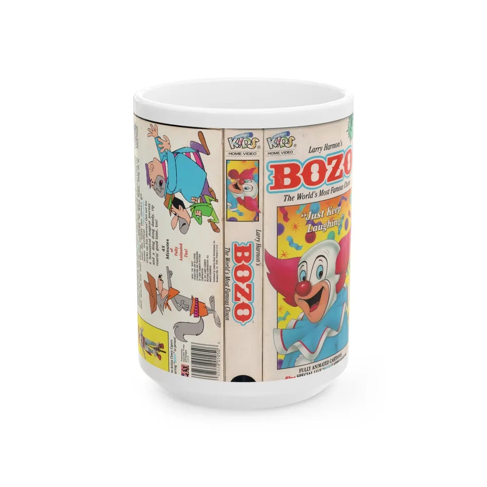 BOZO THE CLOWN ANIMATED CARTOONS JUST KEEP LAUGHING (VHS COVER) - White Coffee Mug-15oz-Go Mug Yourself