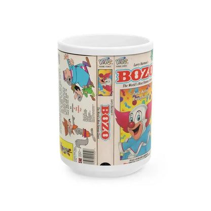 BOZO THE CLOWN ANIMATED CARTOONS JUST KEEP LAUGHING (VHS COVER) - White Coffee Mug 15oz - Go Mug Yourself