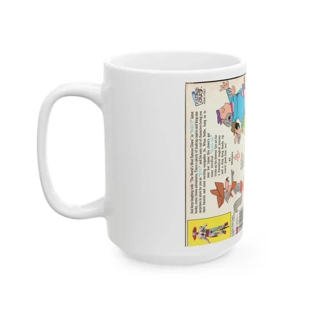 BOZO THE CLOWN ANIMATED CARTOONS JUST KEEP LAUGHING (VHS COVER) - White Coffee Mug - Go Mug Yourself