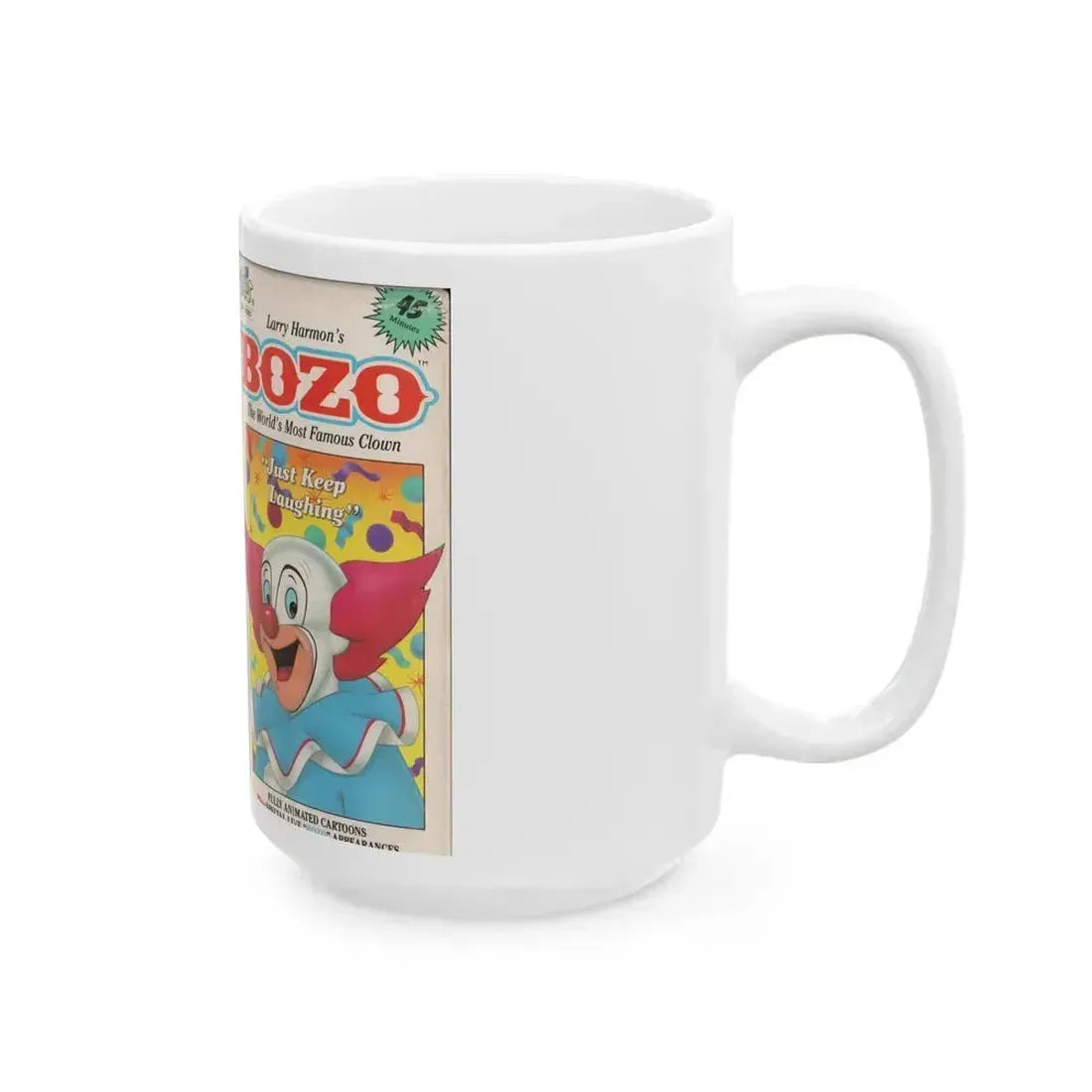 BOZO THE CLOWN ANIMATED CARTOONS JUST KEEP LAUGHING (VHS COVER) - White Coffee Mug - Go Mug Yourself