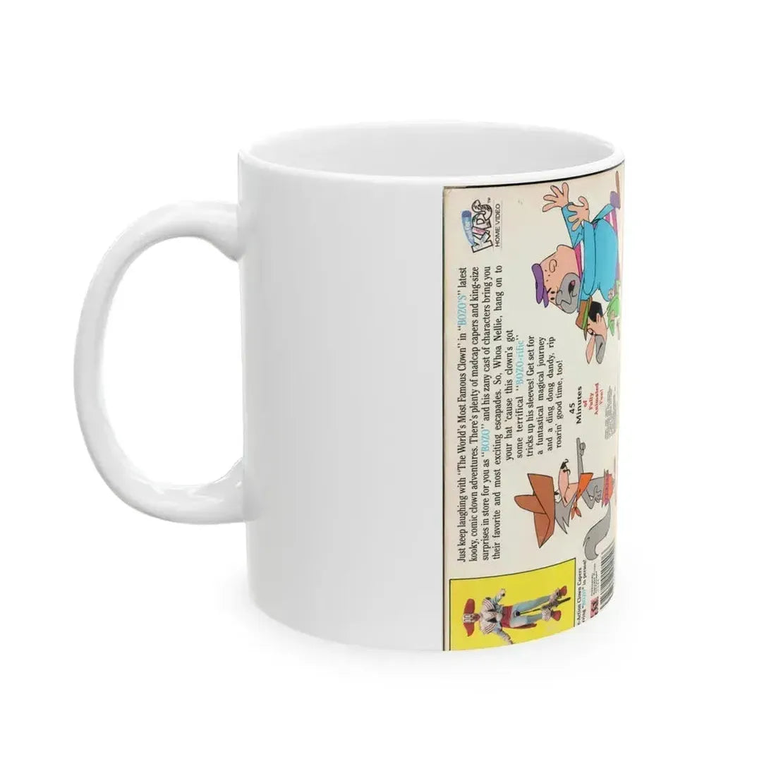 BOZO THE CLOWN ANIMATED CARTOONS JUST KEEP LAUGHING (VHS COVER) - White Coffee Mug - Go Mug Yourself