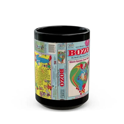 BOZO THE CLOWN ANIMATED CARTOONS WOWIE KAZOWIE CLOWN TALES (VHS COVER) - Black Coffee Mug 15oz - Go Mug Yourself