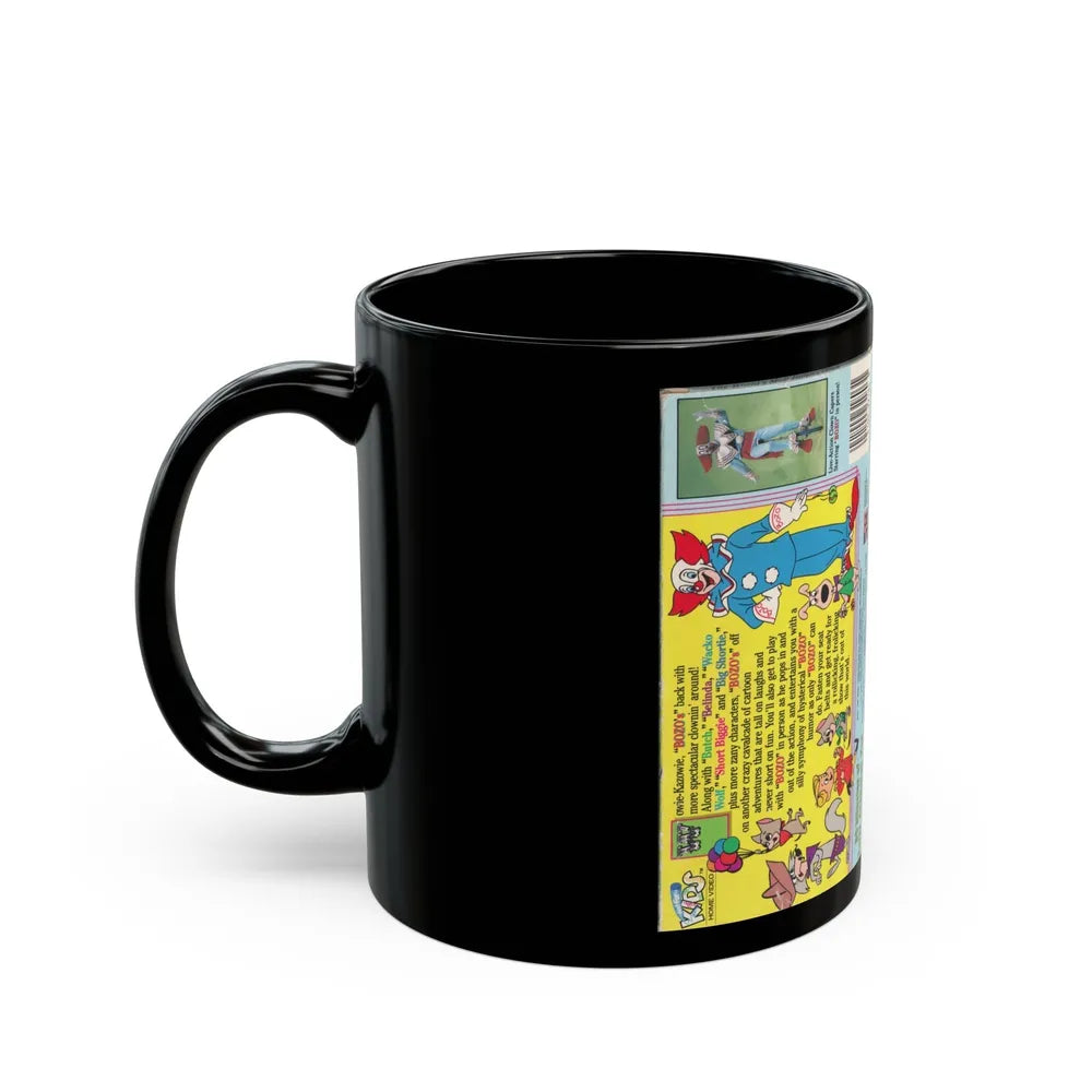 BOZO THE CLOWN ANIMATED CARTOONS WOWIE KAZOWIE CLOWN TALES (VHS COVER) - Black Coffee Mug-Go Mug Yourself