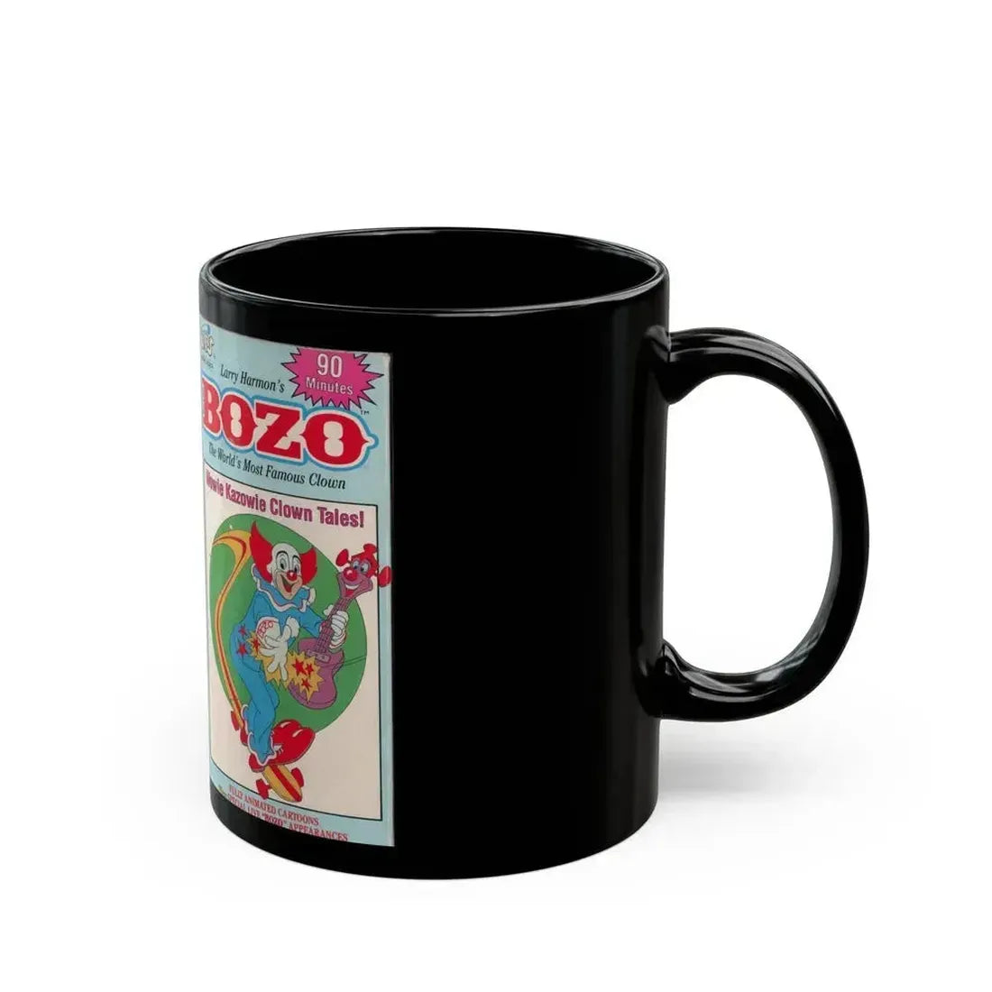 BOZO THE CLOWN ANIMATED CARTOONS WOWIE KAZOWIE CLOWN TALES (VHS COVER) - Black Coffee Mug - Go Mug Yourself