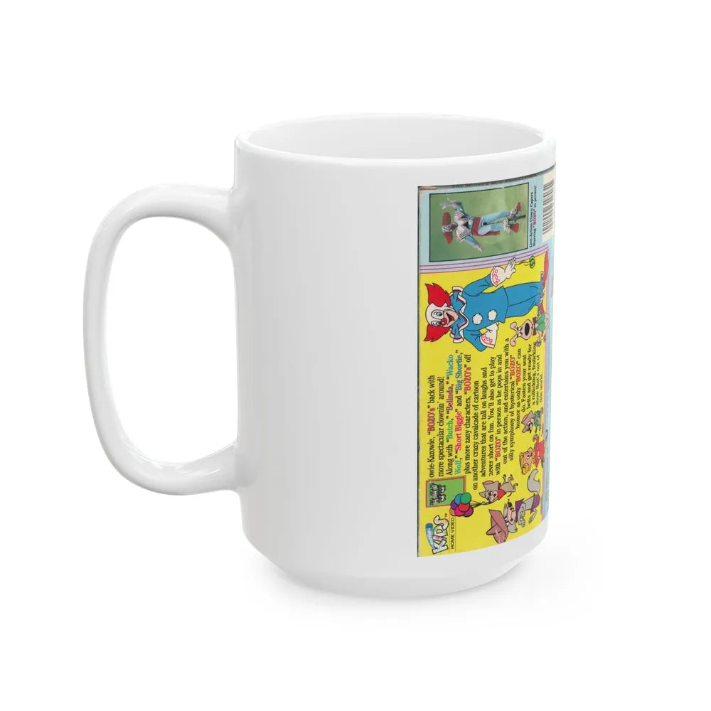 BOZO THE CLOWN ANIMATED CARTOONS WOWIE KAZOWIE CLOWN TALES (VHS COVER) - White Coffee Mug-Go Mug Yourself