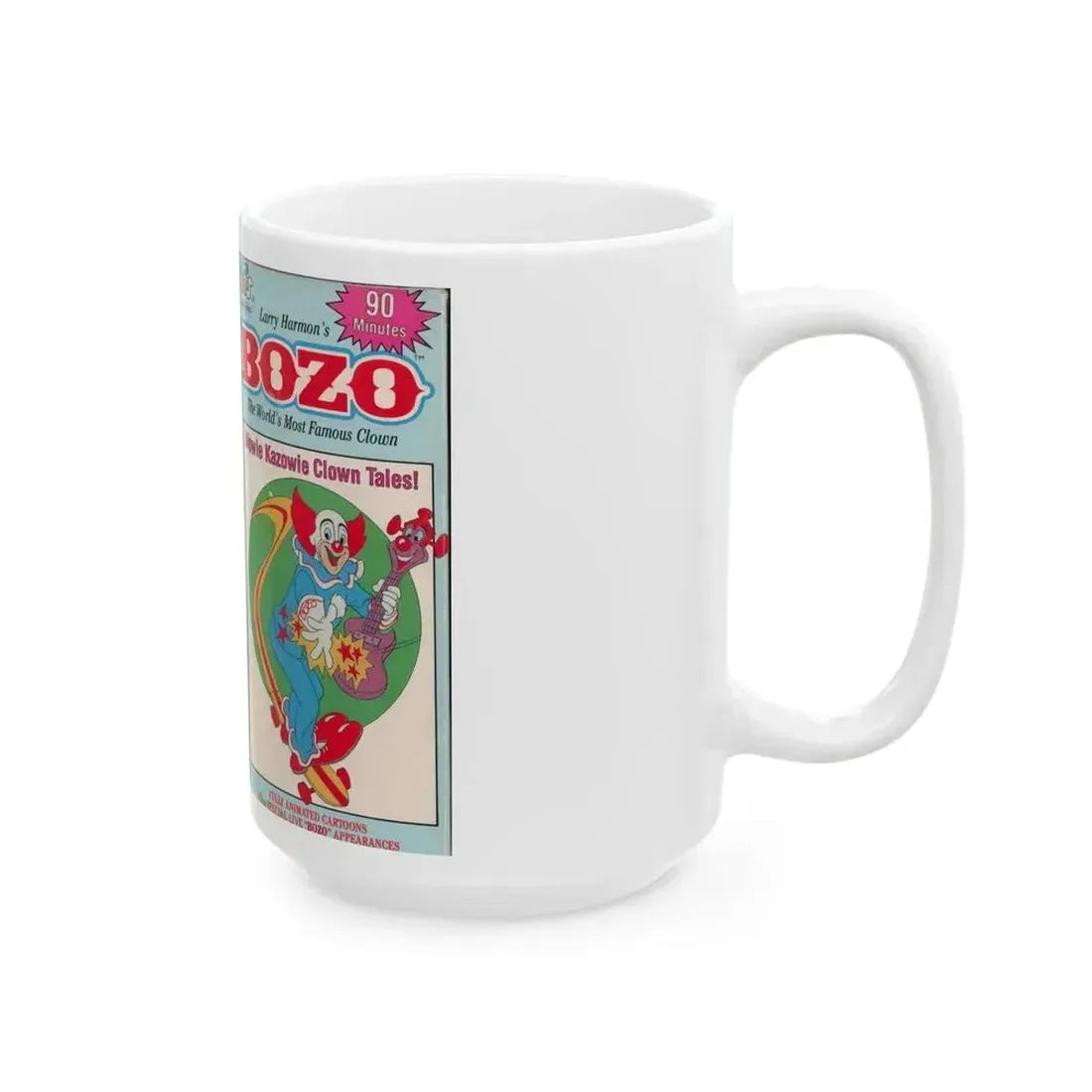 BOZO THE CLOWN ANIMATED CARTOONS WOWIE KAZOWIE CLOWN TALES (VHS COVER) - White Coffee Mug - Go Mug Yourself