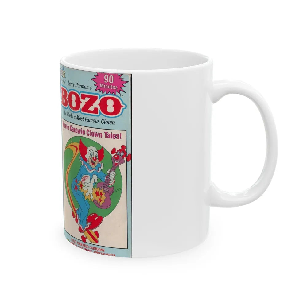 BOZO THE CLOWN ANIMATED CARTOONS WOWIE KAZOWIE CLOWN TALES (VHS COVER) - White Coffee Mug-Go Mug Yourself