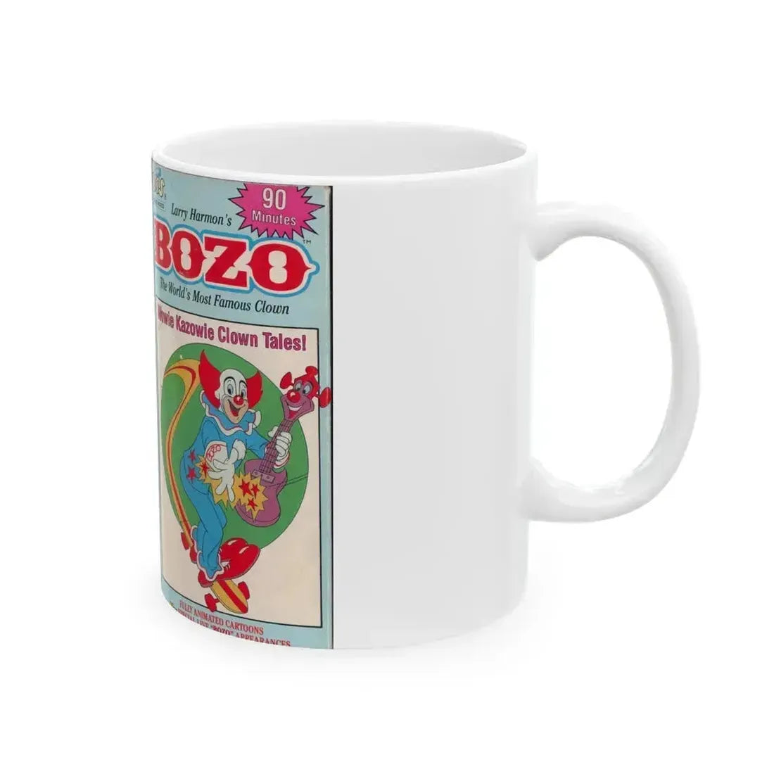 BOZO THE CLOWN ANIMATED CARTOONS WOWIE KAZOWIE CLOWN TALES (VHS COVER) - White Coffee Mug - Go Mug Yourself
