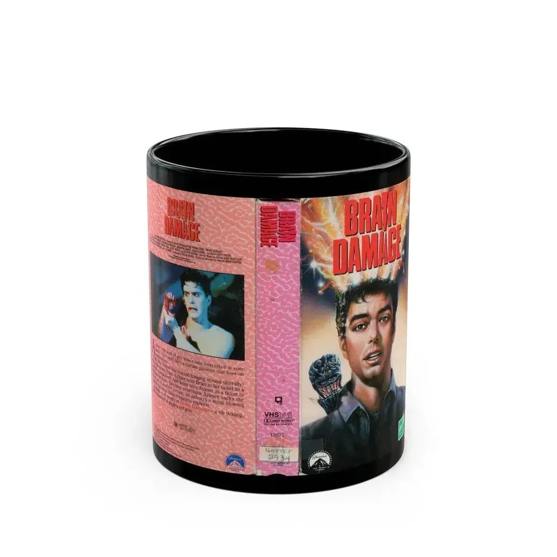 BRAIN DAMAGE (VHS COVER) - Black Coffee Mug 11oz - Go Mug Yourself