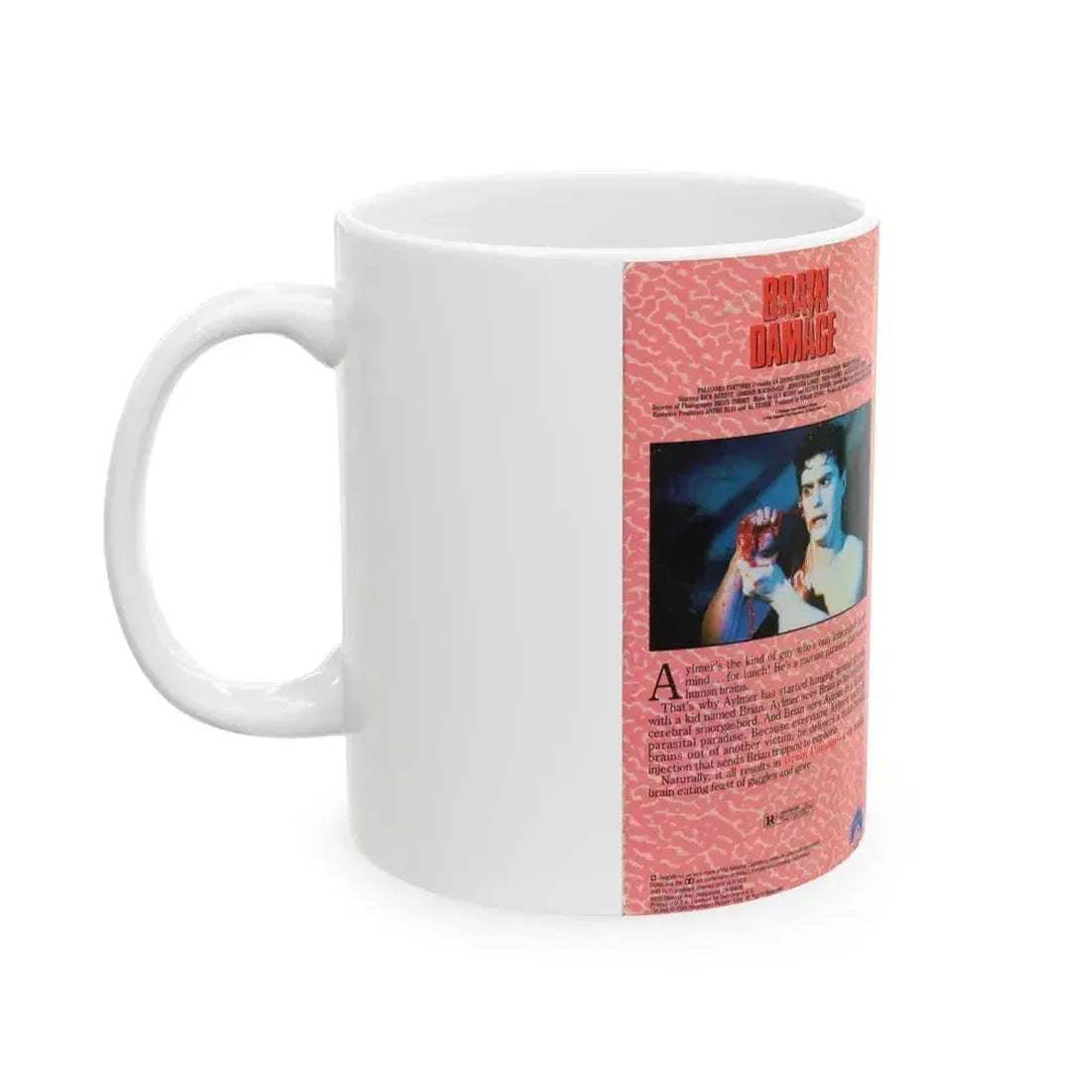 BRAIN DAMAGE (VHS COVER) - White Coffee Mug - Go Mug Yourself