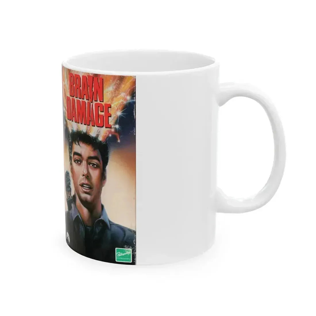 BRAIN DAMAGE (VHS COVER) - White Coffee Mug - Go Mug Yourself