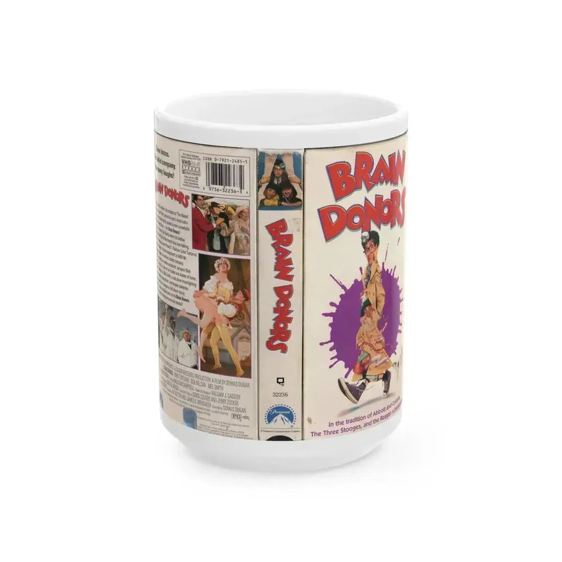 BRAIN DONORS (VHS COVER) - White Coffee Mug 15oz - Go Mug Yourself
