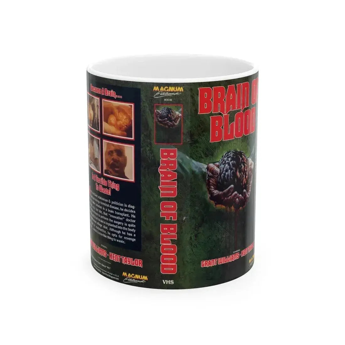 BRAIN OF BLOOD 2 (VHS COVER) - White Coffee Mug 11oz - Go Mug Yourself