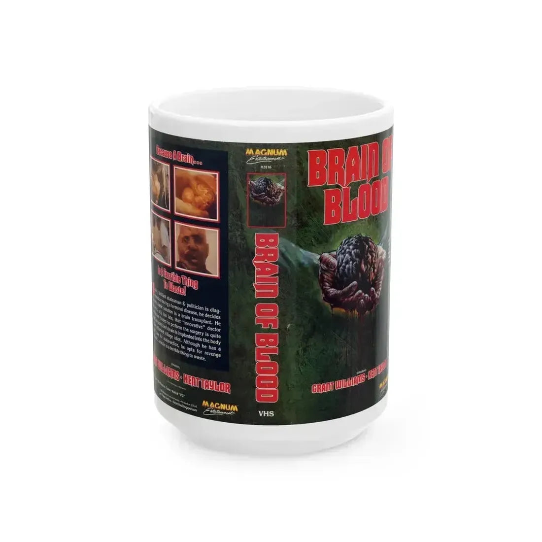 BRAIN OF BLOOD 2 (VHS COVER) - White Coffee Mug 15oz - Go Mug Yourself