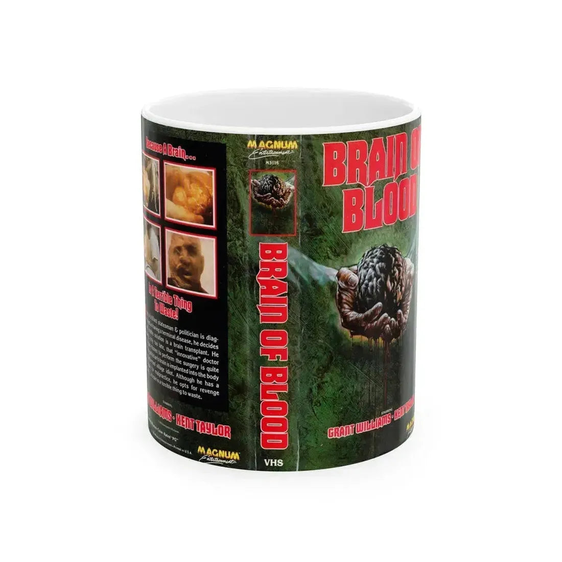 BRAIN OF BLOOD (VHS COVER) - White Coffee Mug 11oz - Go Mug Yourself