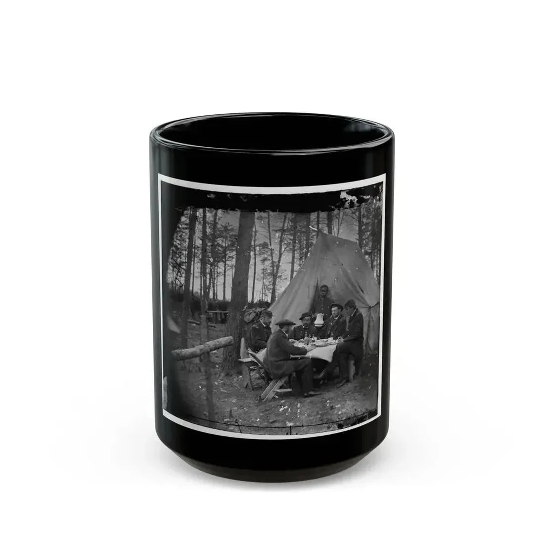 Brandy Station, Va. Dinner Party Outside Tent, Army Of The Potomac Headquarters (U.S. Civil War) Black Coffee Mug 15oz - Go Mug Yourself