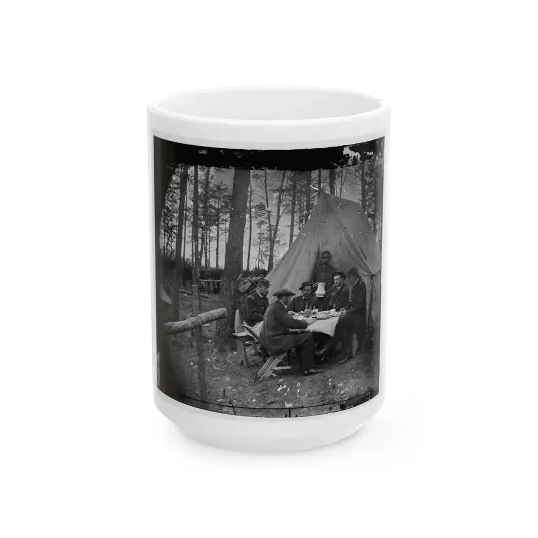 Brandy Station, Va. Dinner Party Outside Tent, Army Of The Potomac Headquarters (U.S. Civil War) White Coffee Mug 15oz - Go Mug Yourself