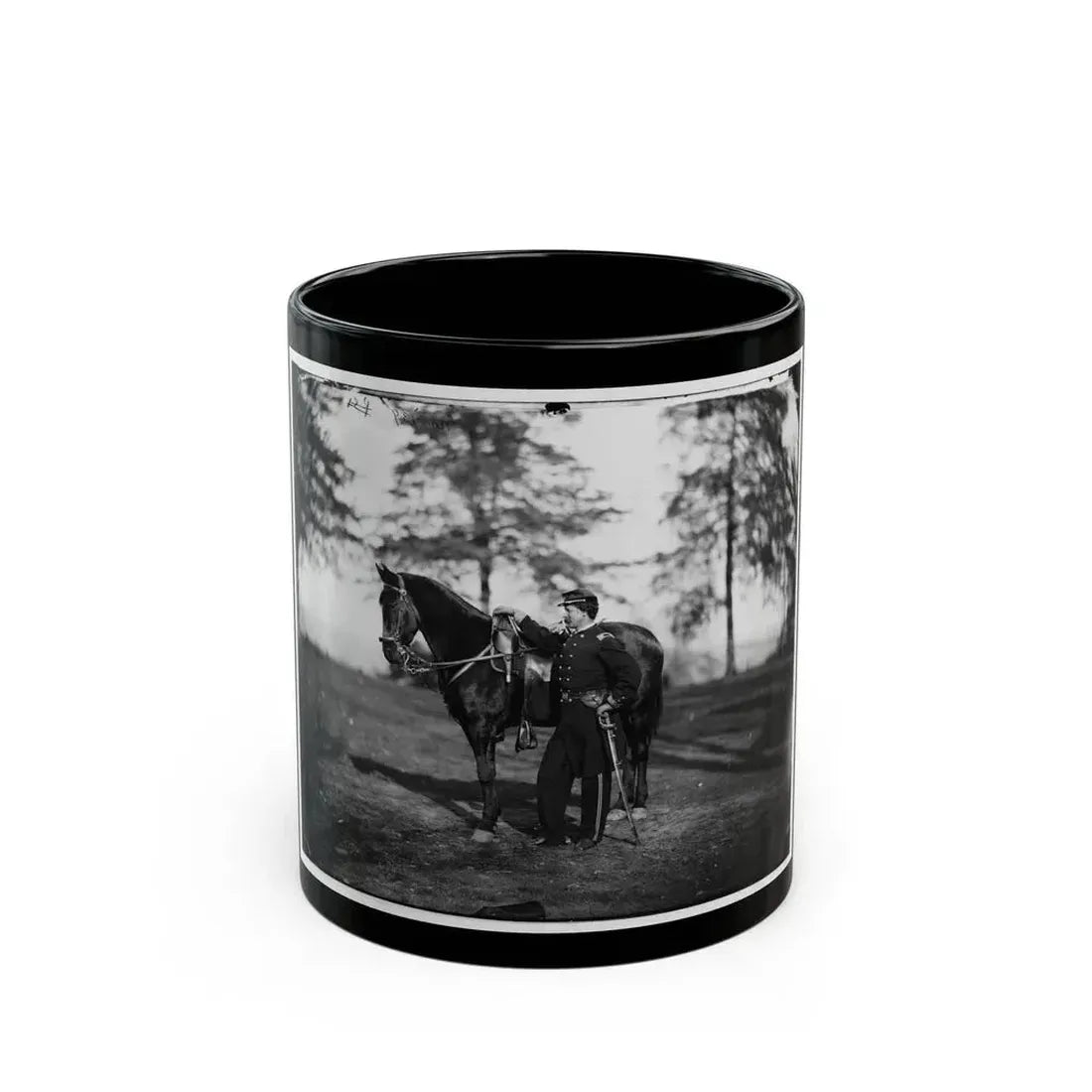 Brandy Station, Va. Lt. Col. Orson H. Hart, A.A.G. Of 3d Corps, And Horse (U.S. Civil War) Black Coffee Mug 11oz - Go Mug Yourself