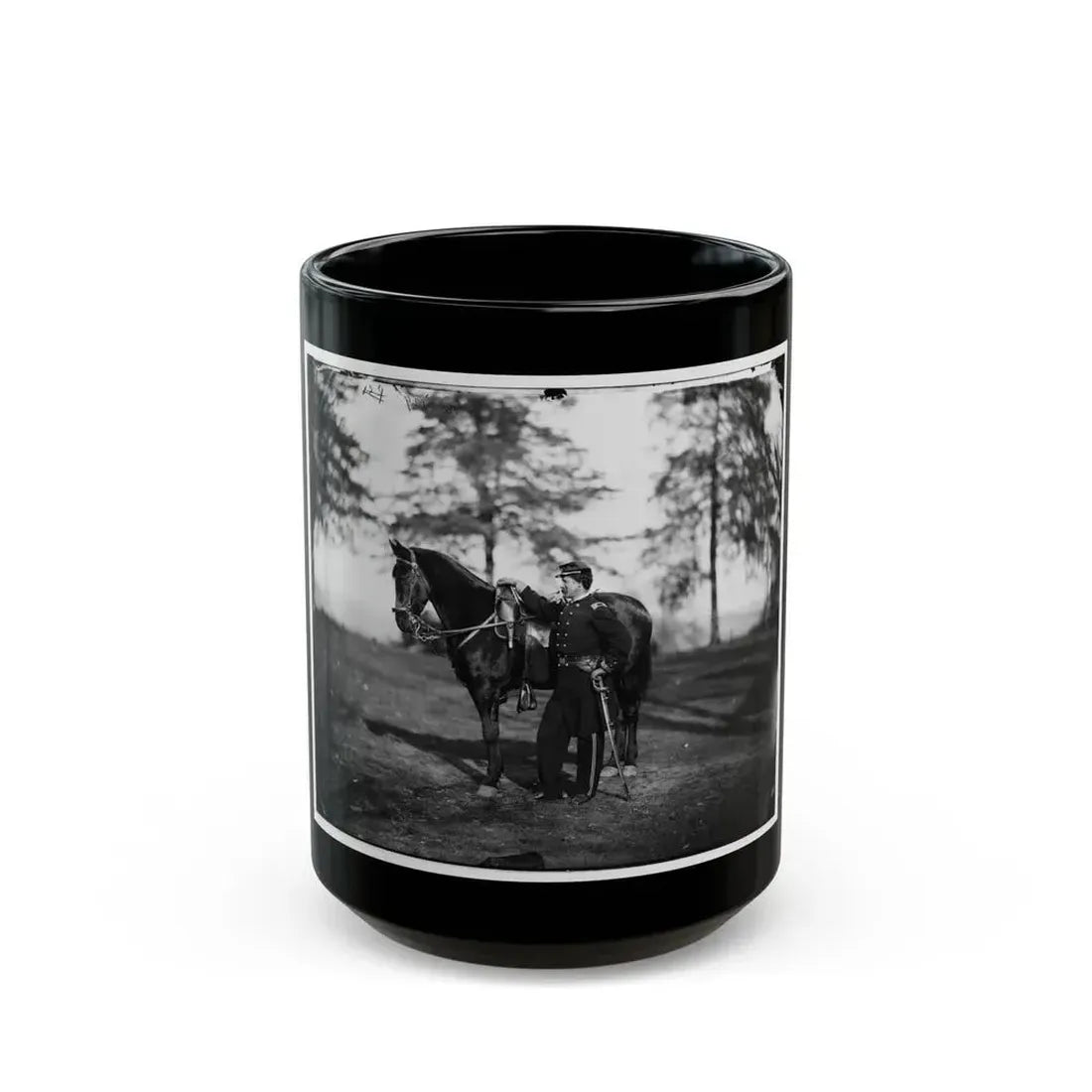 Brandy Station, Va. Lt. Col. Orson H. Hart, A.A.G. Of 3d Corps, And Horse (U.S. Civil War) Black Coffee Mug 15oz - Go Mug Yourself