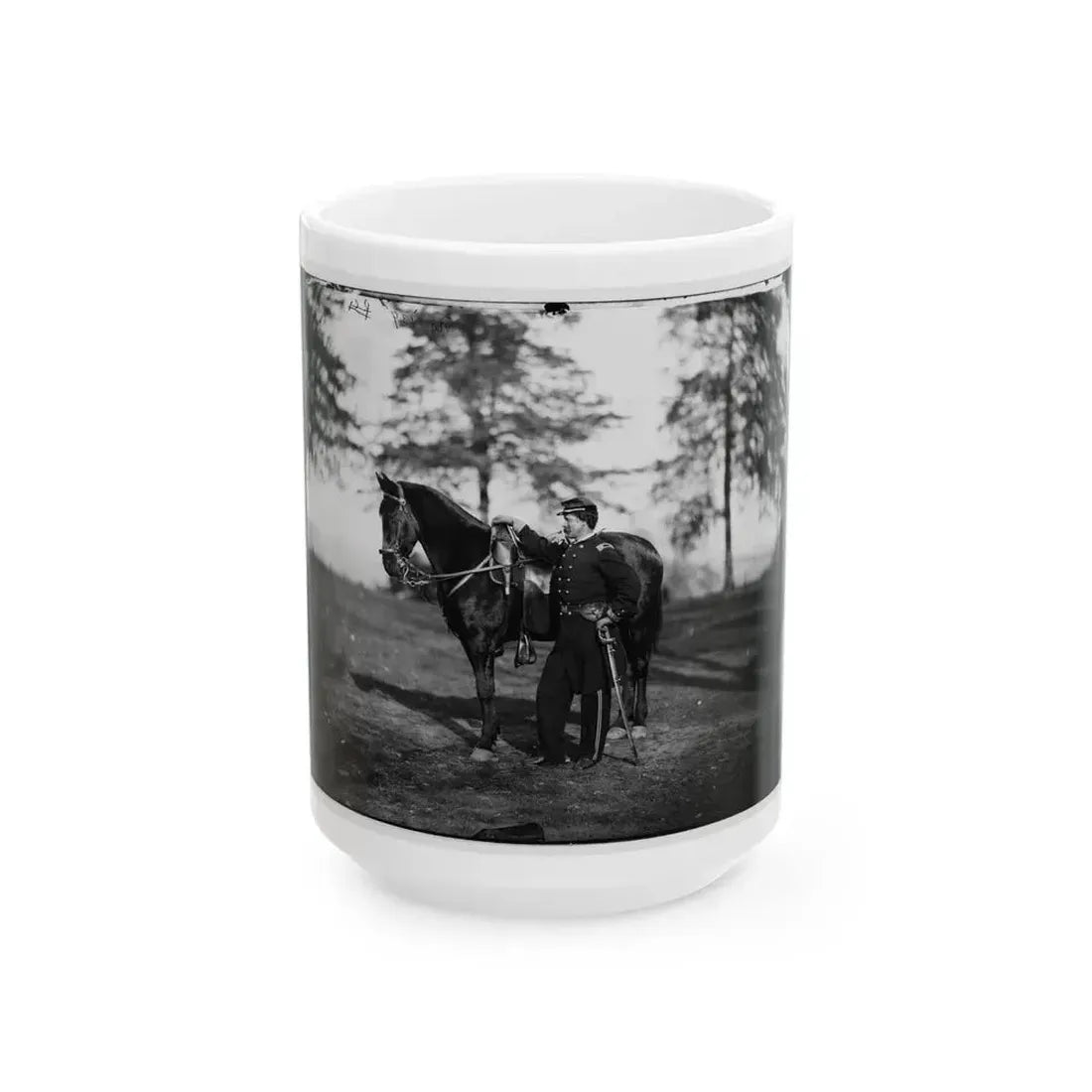 Brandy Station, Va. Lt. Col. Orson H. Hart, A.A.G. Of 3d Corps, And Horse (U.S. Civil War) White Coffee Mug 15oz - Go Mug Yourself