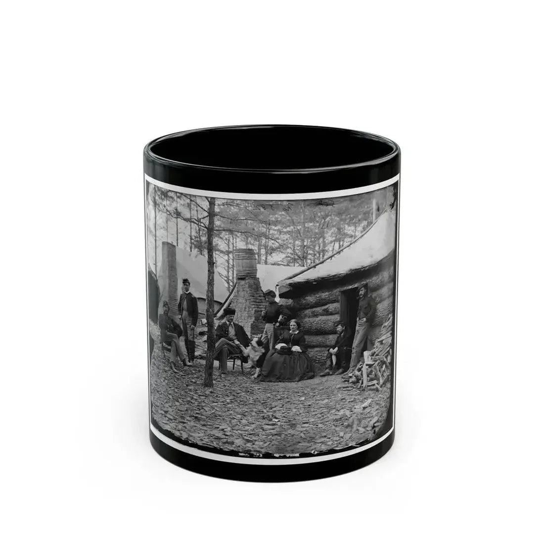 Brandy Station, Va. Officers And A Lady At Headquarters Of 1st Brigade, Horse Artillery (U.S. Civil War) Black Coffee Mug 11oz - Go Mug Yourself