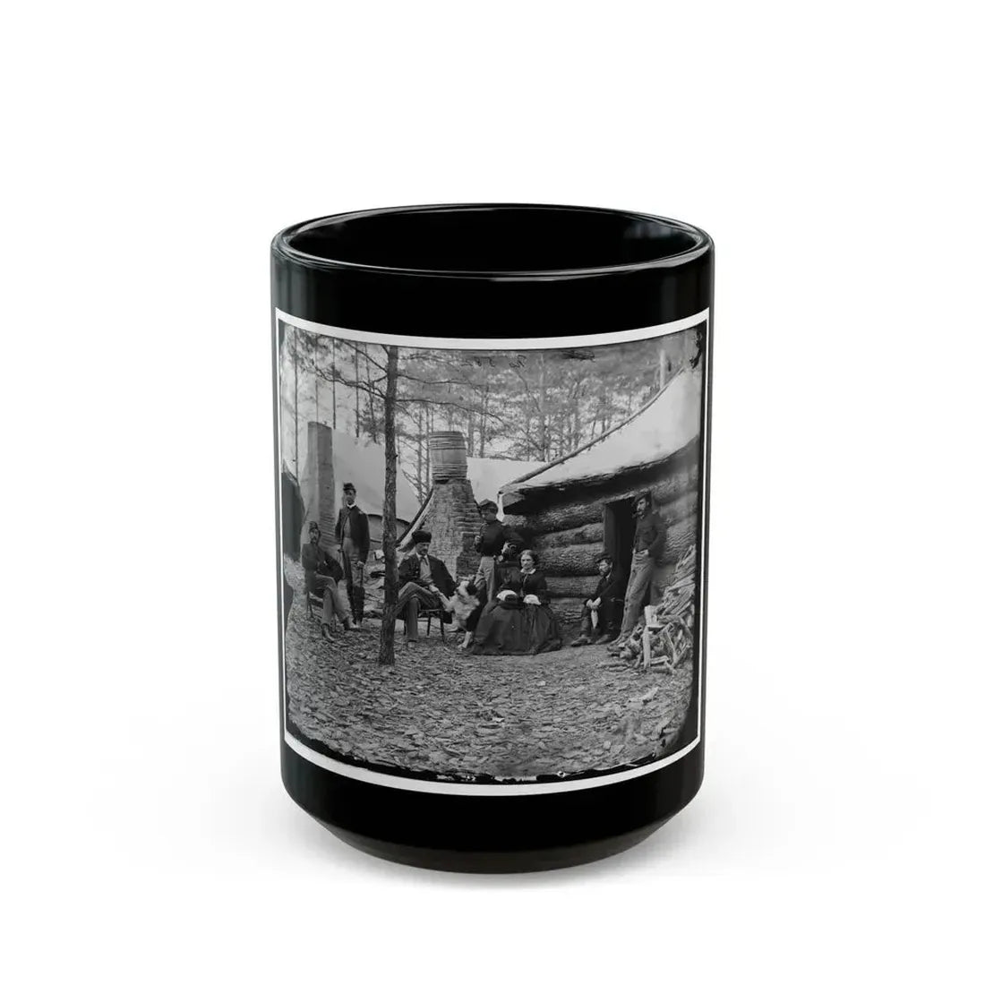Brandy Station, Va. Officers And A Lady At Headquarters Of 1st Brigade, Horse Artillery (U.S. Civil War) Black Coffee Mug 15oz - Go Mug Yourself