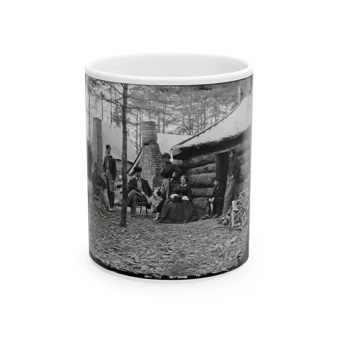 Brandy Station, Va. Officers And A Lady At Headquarters Of 1st Brigade, Horse Artillery (U.S. Civil War) White Coffee Mug 11oz - Go Mug Yourself