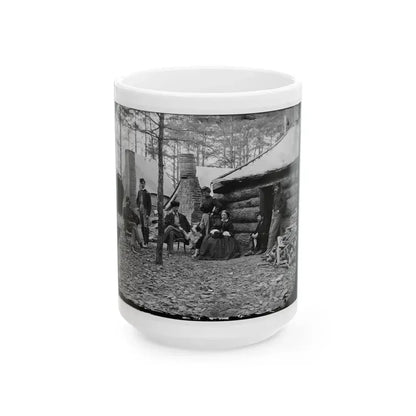 Brandy Station, Va. Officers And A Lady At Headquarters Of 1st Brigade, Horse Artillery (U.S. Civil War) White Coffee Mug 15oz - Go Mug Yourself