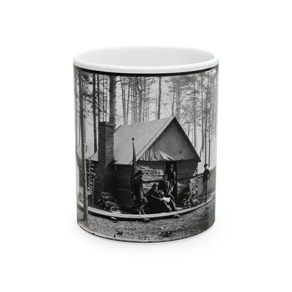 Brandy Station, Va. Officers In Front Of Winter Quarters At Army Of The Potomac Headquarters (U.S. Civil War) White Coffee Mug 11oz - Go Mug Yourself