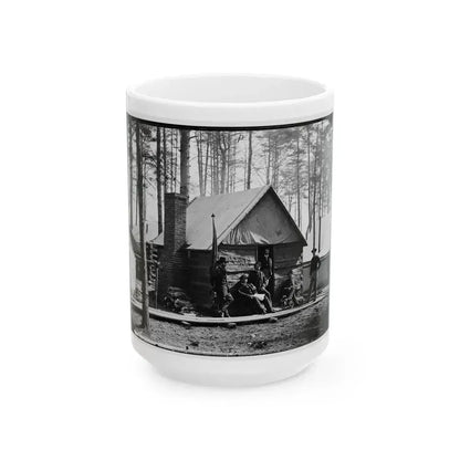 Brandy Station, Va. Officers In Front Of Winter Quarters At Army Of The Potomac Headquarters (U.S. Civil War) White Coffee Mug 15oz - Go Mug Yourself