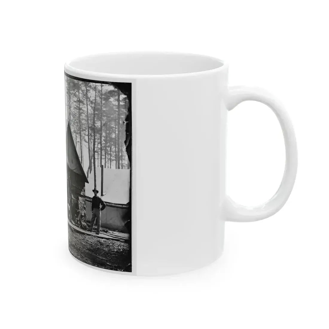 Brandy Station, Va. Officers In Front Of Winter Quarters At Army Of The Potomac Headquarters (U.S. Civil War) White Coffee Mug - Go Mug Yourself