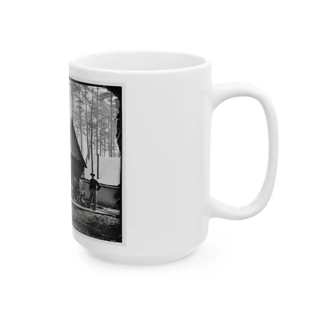 Brandy Station, Va. Officers In Front Of Winter Quarters At Army Of The Potomac Headquarters (U.S. Civil War) White Coffee Mug - Go Mug Yourself