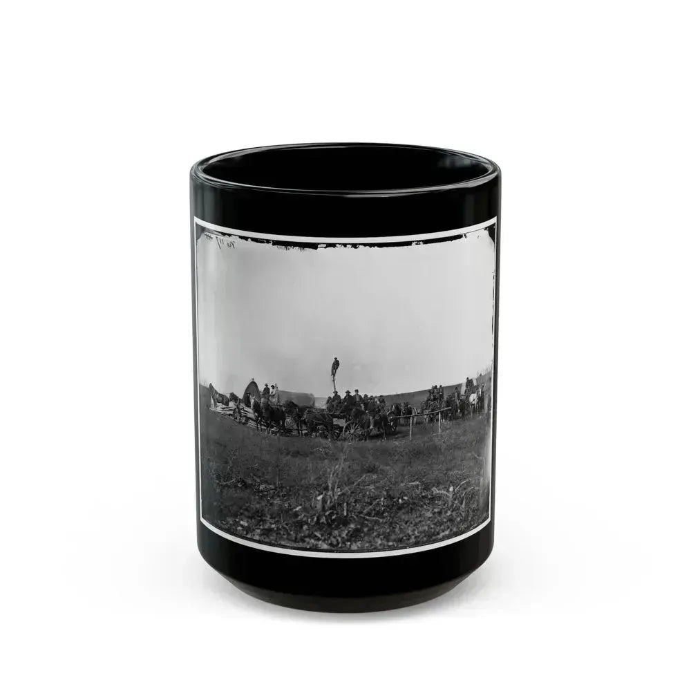 Brandy Station, Va. Wagons And Men Of The U.S. Military Telegraph Construction Corps (U.S. Civil War) Black Coffee Mug 15oz - Go Mug Yourself