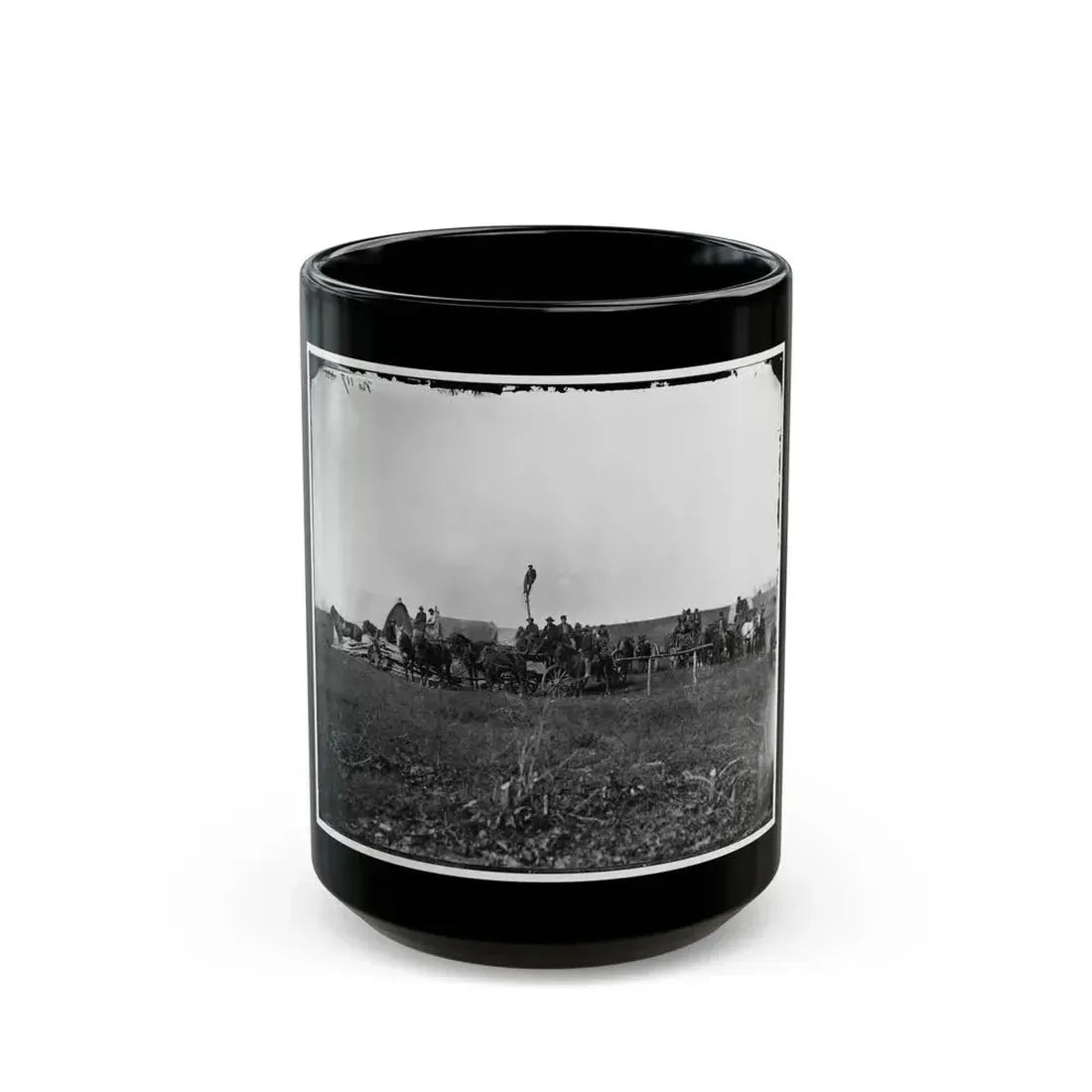 Brandy Station, Va. Wagons And Men Of The U.S. Military Telegraph Construction Corps (U.S. Civil War) Black Coffee Mug 15oz - Go Mug Yourself