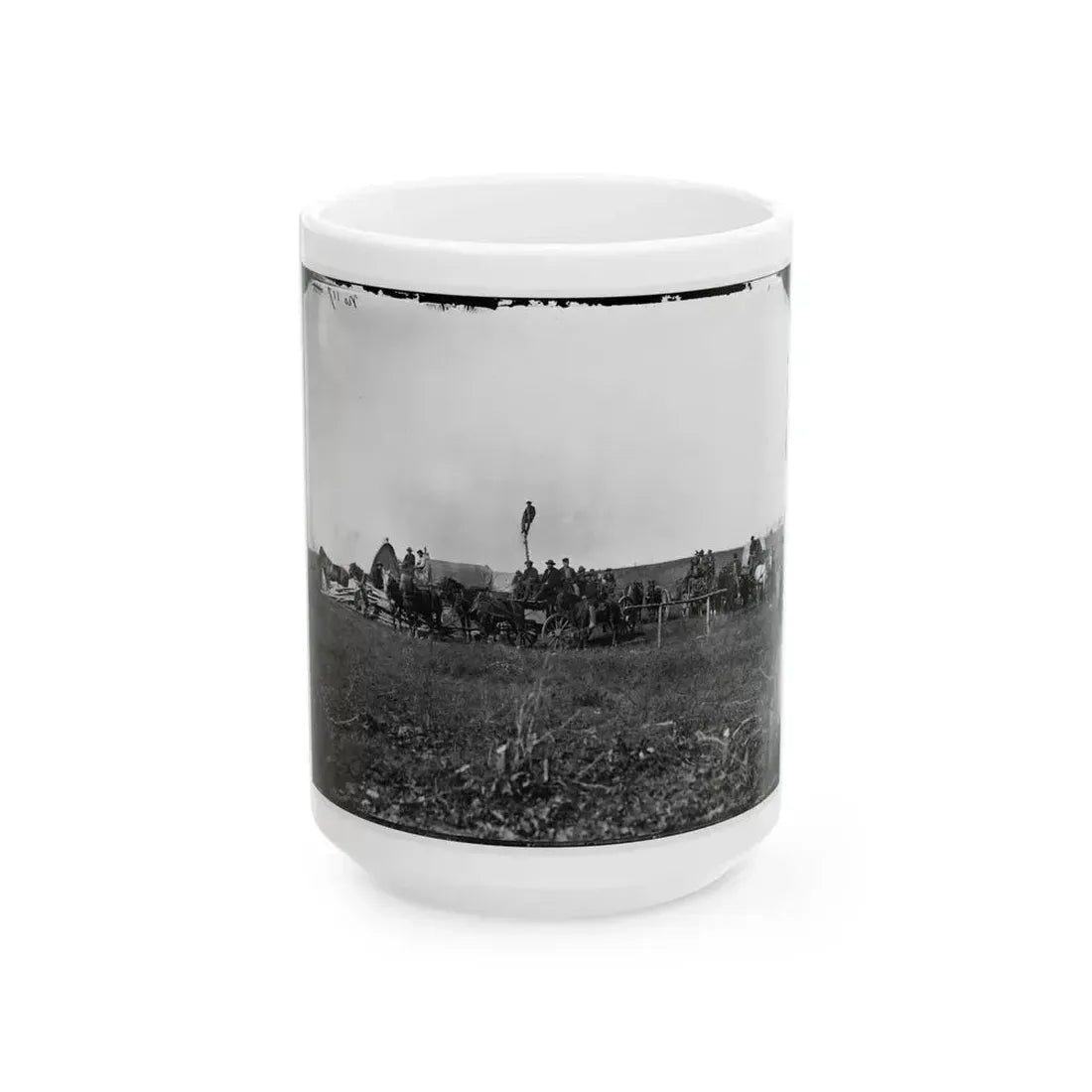Brandy Station, Va. Wagons And Men Of The U.S. Military Telegraph Construction Corps (U.S. Civil War) White Coffee Mug 15oz - Go Mug Yourself