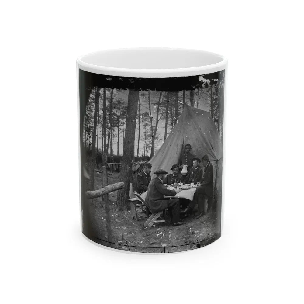 Brandy Station, Va. Dinner Party Outside Tent, Army Of The Potomac Headquarters (U.S. Civil War) White Coffee Mug-11oz-Go Mug Yourself