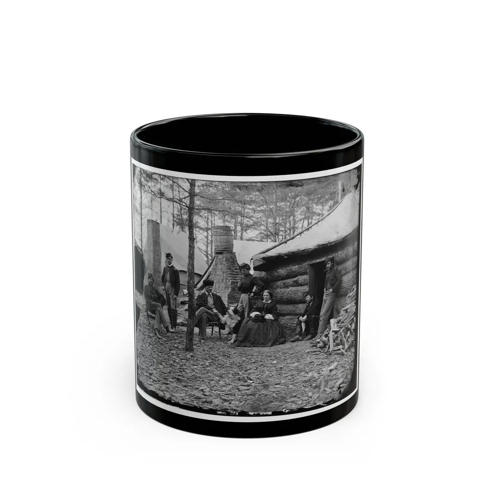 Brandy Station, Va. Officers And A Lady At Headquarters Of 1st Brigade, Horse Artillery (U.S. Civil War) Black Coffee Mug-11oz-Go Mug Yourself