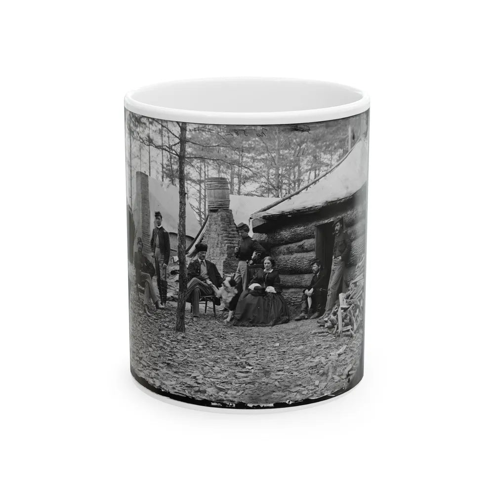 Brandy Station, Va. Officers And A Lady At Headquarters Of 1st Brigade, Horse Artillery (U.S. Civil War) White Coffee Mug-11oz-Go Mug Yourself