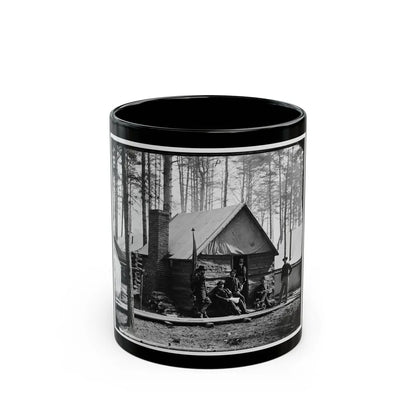 Brandy Station, Va. Officers In Front Of Winter Quarters At Army Of The Potomac Headquarters (U.S. Civil War) Black Coffee Mug-11oz-Go Mug Yourself