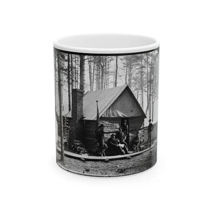 Brandy Station, Va. Officers In Front Of Winter Quarters At Army Of The Potomac Headquarters (U.S. Civil War) White Coffee Mug-11oz-Go Mug Yourself