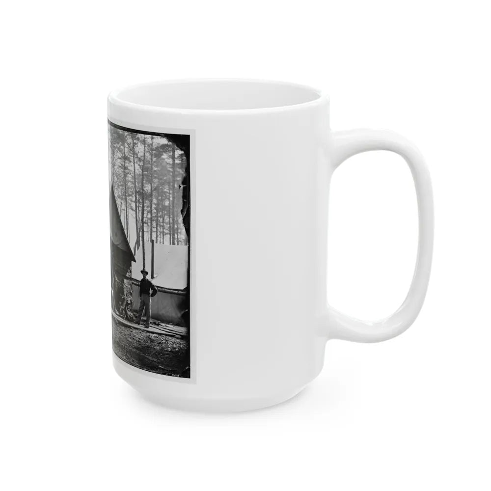 Brandy Station, Va. Officers In Front Of Winter Quarters At Army Of The Potomac Headquarters (U.S. Civil War) White Coffee Mug-Go Mug Yourself